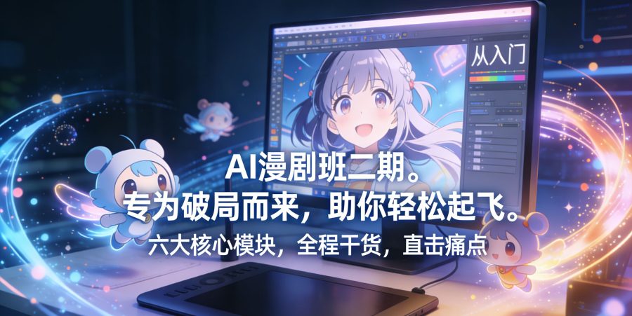 AI漫剧班二期,六大核心模块,全程干货,直击痛点,专为破局而来,助你轻松起飞-追梦云课堂
